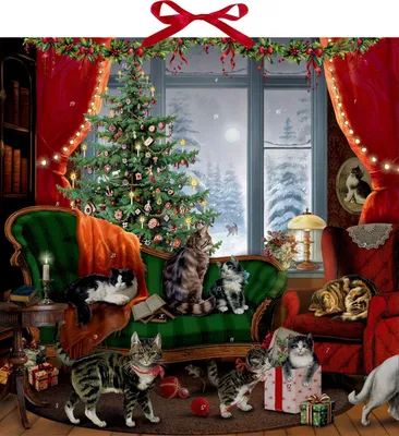 Produktbild von Wand-Adventskalender - Katzen am Fenster