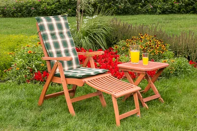 Produktbild von Merxx 3tlg. Maracaibo Set, natur-grün, 1 Klappsessel mit Fußteil + Kissen + 1 Klapphocker - Maße: Sessel: 118 x 57,5 x 107 Klapphocker: 50 x 50 x 50 cm cm; 1x 25215-011 + 1x 29550-011 + 1x 25153-011
