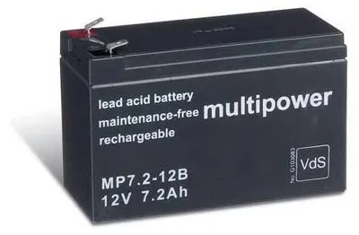 Produktbild von Multipower Bleiakku MP7,2-12B - 12V 7,2Ah, VDS, 6,3mm Steckkontakte
