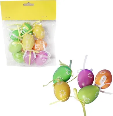 Zdjęcie produktu dla Zestaw 10 Kolorowych Jajek Wielkanocnych do Zawieszania 4,5 cm