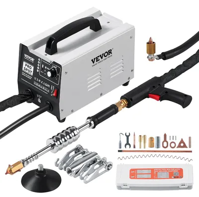 Zdjęcie produktu dla Zgrzewarka punktowa VEVOR, zgrzewarka punktowa 1,8 kW, wyciągarka wgnieceń z automatycznym/ręcznym spawaniem i 7 wszechstronnymi trybami, zgrzewarka punktowa do karoserii samochodowych