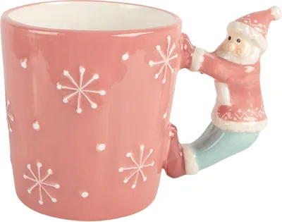 Produktbild von Clayre & Eef Tasse Weihnachtsmann 400 ml Rosa Keramik