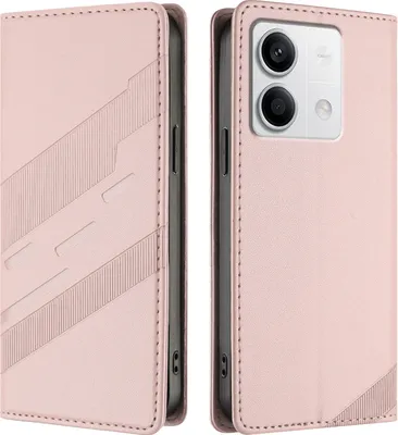 Produktbild von Hülle für Xiaomi Redmi Note 13 5G, Kunstleder Brieftaschen Handyhülle mit Kartenfach und Standfunktion Pink