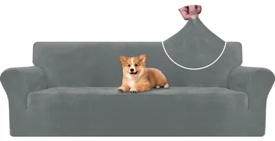 Immagine prodotto di Copertura elastica per divano a 4 posti, color grigio chiaro, antiscivolo