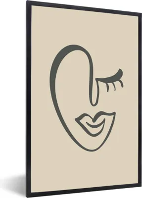 Produktbild von MuchoWow® Gerahmtes Poster Gesicht - Lippen - Abstrakt 60x90 cm - Poster mit Schwarzem Bilderrahmen Wandposter Rahmen Foto Bilder - Kunst