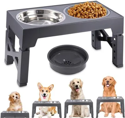 Image de Laisse réglable pour chien n° 4 avec protection au niveau des hanches, système d'alimentation en eau et à débit lent, lot de 4, gris