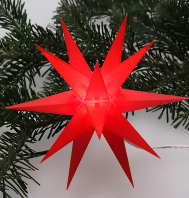Produktbild von LED Ministern Baltasar für Innen, Außen - rot / Komplettset mit Trafo 230 V, Kunststoff, 18*18*18 cm, Weihnachtsstern, Adventsstern