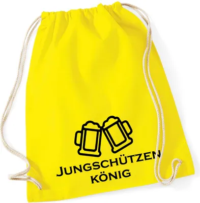 Produktbild von Huuraa Turnbeutel Jungschützenkönig Schützenfest 12 Liter Yellow Baumwolle Rucksack Geschenkidee