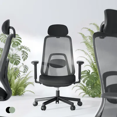 Produktbild von FLEXISPOT Balanso Ergonomischer Bürostuhl mit Dynamic Balance Mechanik und Fußstütze, 3D Armlehnen, adaptiver Lendenstütze, 0-Formaldehyd, Schwarz