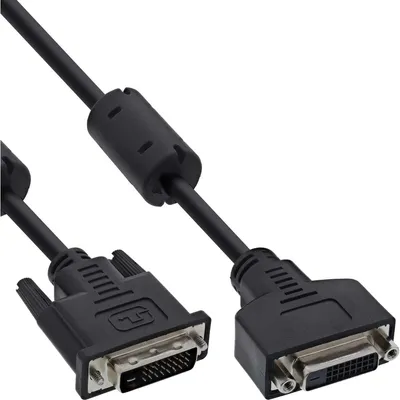 Productafbeelding van InLine® 17763 DVI-D verlengkabel, Dual Link, 24+1 pin mannelijk naar 24+1 pin vrouwelijk, met 2 ferrietkernen, 3 meter