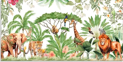 Produktbild von ARTland Glasbild Afrikanischer Dschungel mit Wildtieren Größe: 60x30 cm