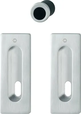 Produktbild von HOPPE Schiebetürmuschel Set M464 - eckig BB, Messing verchromt matt - PVD | Muschelgriffe