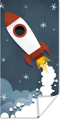Produktbild von MuchoWow® Poster Illustration - Rakete - Kinder 80x160 cm - Kinderzimmer