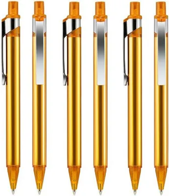Produktbild von 50x Metall Kugelschreiber Orange mit schwarzer Mine | Kulis | Schreibset | Bürobedarf