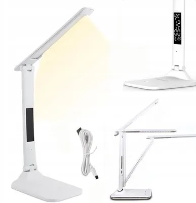 Obrázok produktu pre LED stolná lampa s teplomerom a kalendárom – 3 nastaviteľné úrovne farebnej teploty – protisklzová základňa – do školy, domácnosti a kancelárie