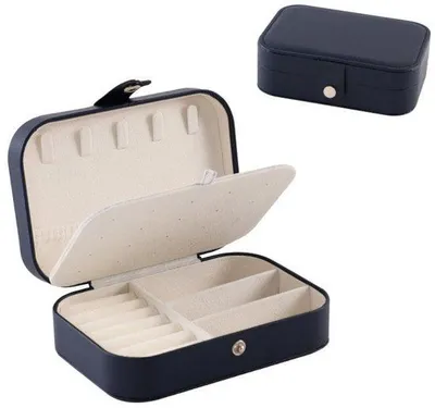 Image de Petite boîte de voyage pour bijoux, 16 x 11 x 5 cm, à double couvercle