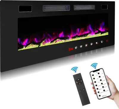 Produktbild von Faziango 750W/1500W Elektrokamin 50 Zoll– Stimmungsfeuer 3D-Flammeneffekt – Überhitzungsschutz Inklusive Fernbedienung & App-Steuerung