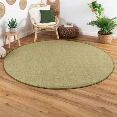 Produktbild von Sisal Teppich Acapulco - gekettelter Sisalteppich aus 100% Sisal in Grün, Größe: 240 cm rund