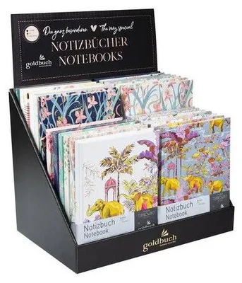 Produktbild von Notizbuch, A5, blanko, 100 Blatt, Einband sortiert, Lesezeichen
