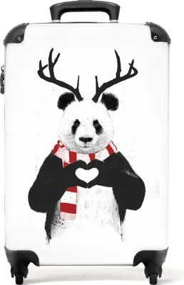 Produktbild von NoBoringSuitcases.com® Koffer Handgepäck Trolley Rollkoffer Kleine Reisekoffer mit 4 Rollen - Panda - Herz - Tiere - Liebe - Cabin Size < 55x40x23 cm & 55x40x20 cm - Fotokoffer - Kabinenkoffer - BoardgepäckHandgepäck Koffer 55x35x20 cm, 36L,