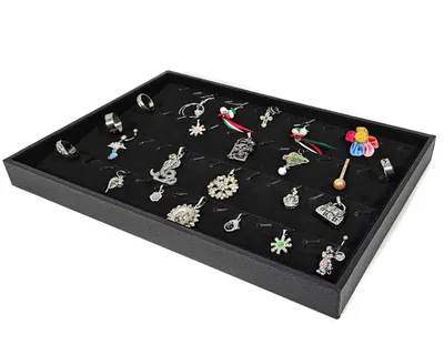 Produktbild von Vorlagebrett Schmuckkasten Schmucklade Schmuckdisplay Schaukasten für 56 St.Anhänger Piercring Ring schwarz