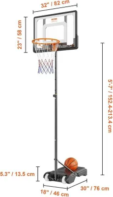 Productafbeelding van Famanu basketbalring, in hoogte verstelbaar - 2,13 meter - Geschikt voor binnen- en buitengebruik