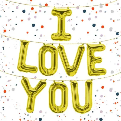 Produktbild von Folienballon Schriftzug I love you, Gold, ca. 80 cm für Luftbefüllung
