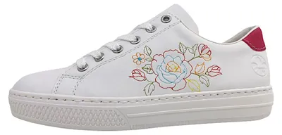 Image de Chaussures de ville pour femmes Rieker Alabama, en daim, à lacets, de couleur blanche, pour un usage quotidien