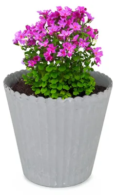 Productafbeelding van Grijze bloempot met ribbels, geschikt voor buiten, rond, diameter 13 cm