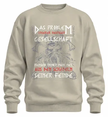 Immagine prodotto di Felpa con cappuccio a maniche lunghe, stile vichingo, con motivo di teschi di nemici, colore naturale, taglia 3XL