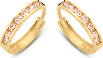 Produktbild von Neue Bling 9NBG-0584 Gold-Ohrringe mit Zirkoniasteinen - Champagner - 11x1,9 mm - 14 Karat - Gold