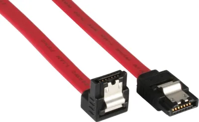 Immagine prodotto di InLine® 27703V Cavo di collegamento SATA angolato, con capocorda di sicurezza, 0,3 m