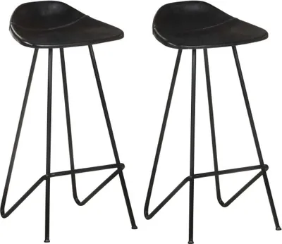 Produktbild von Barhocker 2 Stk. Schwarz Echtleder , Barhocker Design 2024