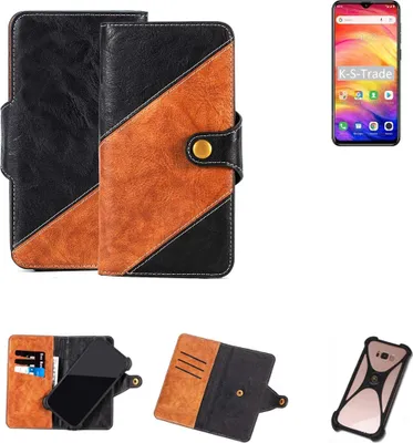 Produktbild von K-S-Trade Handyhülle Schutzhülle Bookstyle Case Wallet-Case kompatibel mit Ulefone Note 7 Handy Cover Bumper Klapphülle schwarz hellbraun 1x