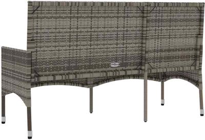 vidaXL Gartenbank 3-Sitzer mit Kissen Grau Poly Rattan