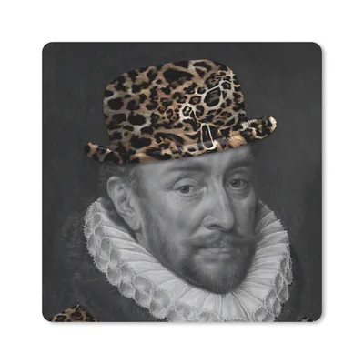 Produktbild von MuchoWow® Mauspad Mousepad Kunst - Wilhelm von Oranien - Pantherdruck 20x20 cm - Mousepads - Maus Mat - Pad - Mausunterlage - Desk Mat - Bureauartikeln