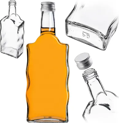 Obrázok produktu pre KADAX sklenená fľaša na tinktúru 500 ml so strieborným uzáverom 50 kusov.
