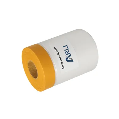 Produktbild von ARLI Goldband Masker 550 mm Abdeckfolie mit Klebeband Malerfolie Transparent Baufolie Tape