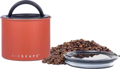 Produktbild von Airscape Edelstahl-Kaffeebehälter  Vorratsbehälter für Lebensmittel  patentierter luftdichter Deckel  Erhaltung der Lebensmittelfrische durch überschüssige Luft (klein, Roter Stein)