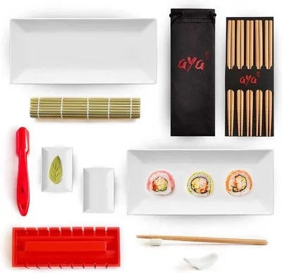 Zdjęcie produktu dla Zestaw do serwowania sushi Famanu – tace i miseczki do sushi – zestaw do sushi