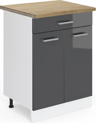 Immagine prodotto di Mobiletto base per cucina Vicco R-Line Antracite lucido 60 cm con cassetto, PL Rovere, Model 45494
