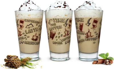Produktbild von 6 pohárov na latte macchiato 310ml poháre na kávu poháre na čaj poháre na čaj s potlačou kávy