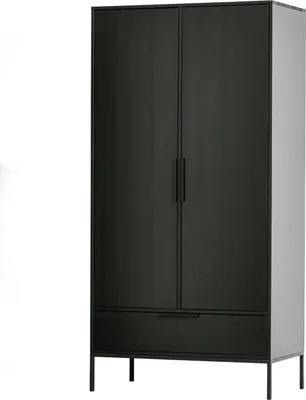 Produktbild von Woood Adam Kleiderschrank Aus Kiefer, 2-Türig, Schwarz