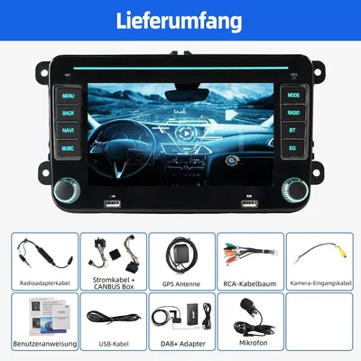 Produktbild von Android Autoradio DAB+ GPS für VW Golf 5 6 Polo Passat Touran mit 7 Zoll Touchscreen Bluetooth CarPlay Android Auto WiFi Lenkradsteuerung 1 Autoradio + 1 DAB BOX + 1 Mikrofon