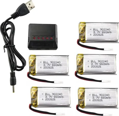 Produktbild von 3.7V 550mah Lithium-Batterie für SP300 ZF04 Geste Sensing Quadcopter Drohne 5pcs + Ladegerät