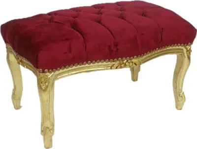 Produktbild von Casa Padrino Barock Fußhocker Bordeauxrot / Gold 60 x 40 x H. 35 cm - Handgefertigter Barock Hocker mit Glitzersteinen - Barockstil Möbel