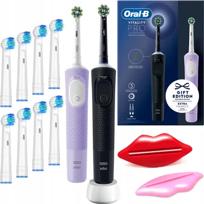 Produktbild von Oral-B | Elektrische Zahnbürsten - Vitality Pro D103 - Schwarz und Violett - 3 Reinigungsmodi - 7600 Bewegungen/Minute