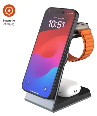 Immagine prodotto di FIXED Fixed | MagPowerstation ALU stand with wireless charging 3 in 1 | FIXMPOS-AL-GR