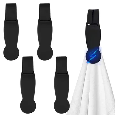 Magnetische Handtuchclips aus Silikon, 4 Stück, schwarz