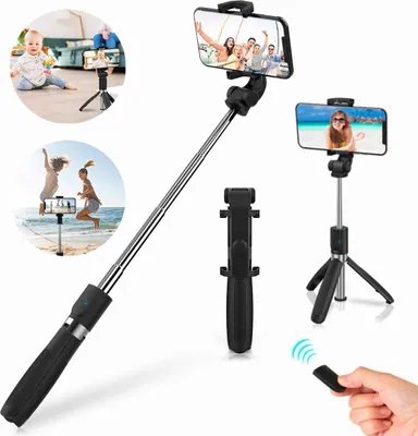 Produktbild von Selfie Stick 3 in 1 Bluetooth Selfie Stick Stativ 360° Rotation Monopod Teleskop Selfiestick